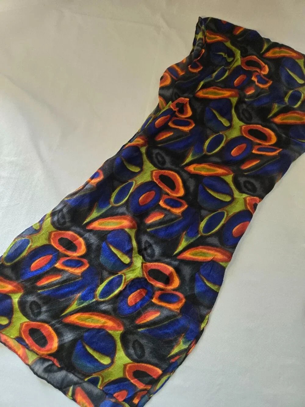 J. Garcia 100% Silk Scarf Abstract Colorful Artistic Pattern Design
